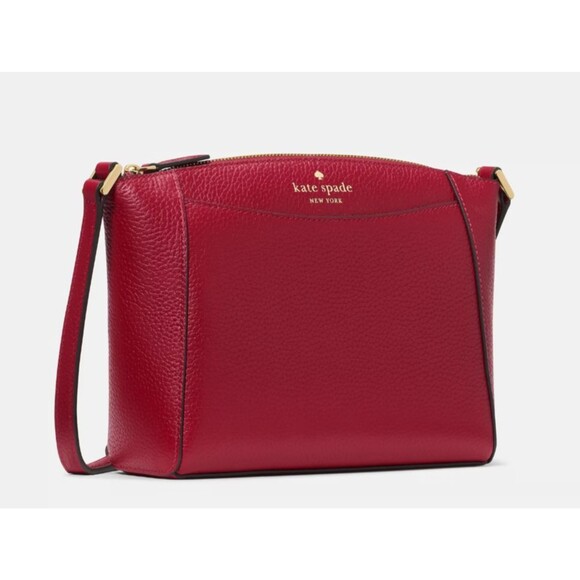 New Kate Spade Monica Pebbled Leather Crossbody Red Jam - Picture 2 of 5